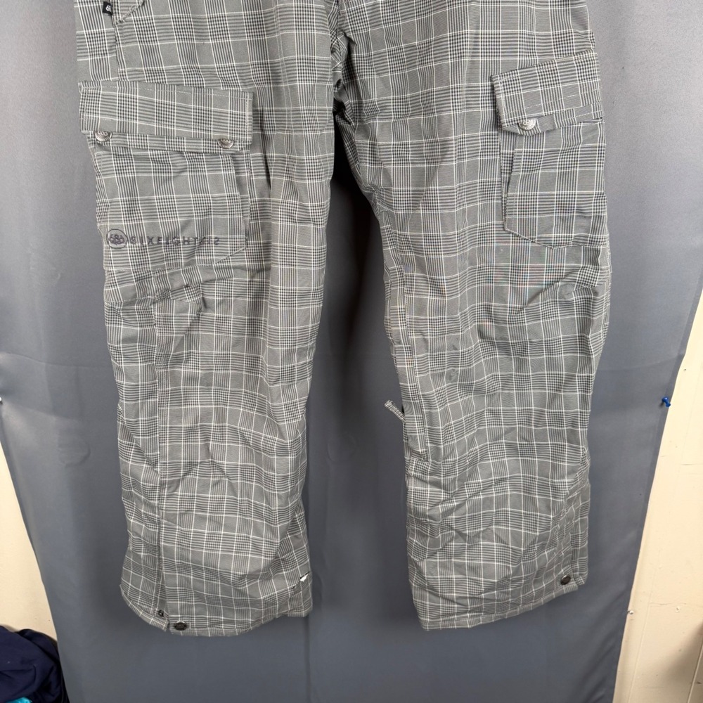 686 Mannual Snow Pants Mens Medium Grey Plaid infiDRY 10k Waterproof Cargo - Picture 7 of 11